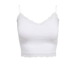 s Onlvicky Noos - Top de Encaje sin Costuras para Mujer Blanco Brillante Medium-Large