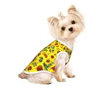 S Pet - Camiseta transpirable sin mangas con hermoso estampado de girasoles, gatos pequeños a medianos, cachorros, yorkie, perro salchicha, bulldog francés