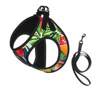 S Pet Leash Chaleco y arnés para perro, juego de correa con estampado de cóctel tropical de tamaño pequeño con hebilla, compañero canino para viajes al aire libre
