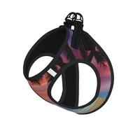 S Pet Leash Chaleco y arnés para perro, juego de correa con estampado de palmera de coco y playa de arena de tamaño pequeño, reflectante, ajustable para gatos y perros