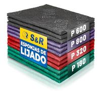S&R 12 Esponja de Liajdo Papel de lijar Metal Madera Acero Acero Inoxidable. Almohadillas para lijar de Bricolaje. 12 Esponjas Abrasiva 3 x Grano Fino y Grueso: 180/320/600/800