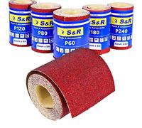 S&R 5 Rollos de Papel de lija para Madera Metal Pared de 93 mm x 5 m grano 60/80/120/180/240