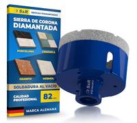 S&R Broca de Diamante para Porcelánico 82mm - Sierra de Corona Perforadora para Amladora m14 para Porcelanico Gres, Granito, Mármol