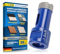 S&R Broca de diamante profesional para azulejos de 20 mm, sierra perforadora para azulejos M14, broca de diamante para azulejos, corona de perforación soldada al vacío, amoladora angular para cerámica