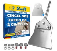 S&R Cincel Plano SDS-Plus 265x130mm Cincel de Espátula Profesional | Raspador de Suelo Herramienta para Retirar Baldosas | Acero 65Mn