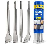 S&R Cincel Sds Plus. Juego de 4 Cinceles SDS-Plus Azulejos Albañilería Hormigón Piedra para Taladro Bosch Makita Metabo y otras marcas