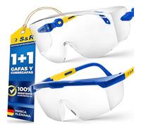S&R Cubregafas Protectoras Gafas de Proteccion y Seguridad Trabajo (2 PARES) con proteccion lateral. Gafa Anti-UV y Antirrayas. Patillas Ajustables. Anteojos de Trabajo Laboratrio Oficina