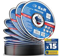 S&R Disco Corte Metal 125 x1 mm Radial de Corte Hierro Acero INOX. Juego 15 Discos para Amoladora ángular. Made in EUROPA
