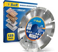 S&R Disco Diamante 125 Hormigón - Disco Tronzador Diamante Amoladora 125 mm Hormigón, Piedra, Ladrillos. Disco de corte diamante 125 Segmento 10mm
