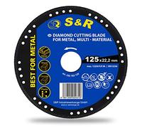 S&R Disco Radial de Corte 125 x 1 mm Hierro Metal Acero Inox Aluminio. Muela Diamante para Amoladora angular 125. Alta Precisión y Durabilidad