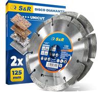 S&R Disco Tronzador Diamante Amoladora 125 mm Hormigón, Piedra natural, Ladrillo. Juegos 2 Discos Turbo Diamantados Universales