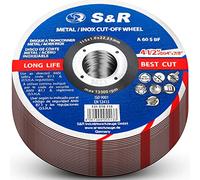 S&R Discos Radial 115x1 mm Corte Metal Hierro Acero INOX. Juego 25 discos Accessorio amoladora ángular. Made in EU