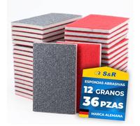 S&R Esponja de Lijado 80/120/180/240/320/400/500-600/800-1000/1200-1500/2000/2500/3000 Almohadillas de Lija Madera Metal y Pintura. Esponjas Abrasiva Seca en húmedo