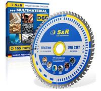 S&R Hoja de Sierra Circular 165 mm Multimaterial para Madera, Plástico, Aluminio, Contrachapa. Hoja Sierra de mesa