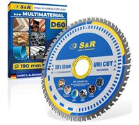 S&R Hoja de Sierra Circular 190 mm Multimaterial para Madera, Plástico, Aluminio, Contrachapa. Hoja Sierra de mesa
