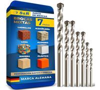 S&R Juego 7 Brocas Pared I Hormigón I Azulejos I Madera I Metal. Puntas Redondas Ø 4/5/6/8/10 mm accesorios para taladro atornillador
