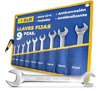 S&R Juego 9 Llaves Fijas 6-23 mm. Llaves de Doble Boca - llave fija métricas de Calidad Industrial