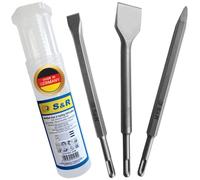 S&R Juego Cinceles SDS-Plus 250mm: Cincel Plano Spatula a Punta. Made in Germany. Calidad Profesional.