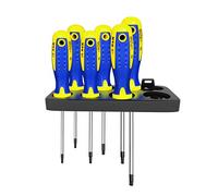 S&R Juego Destornilladores Torx Magnéticos. 6 Destonilladores de Estrella Professional. Con estante.