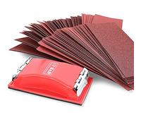 S&R Juego Papel de Lija - 1x Taco de lijado + 80 Hojas de lija para Lijdora Rectangular 93 x 230 mm (10 cada granos P40, P60, P80, P120, P180, P240, P320, P400)