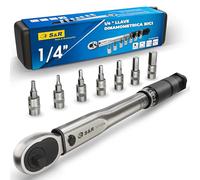 S&R Llave Dinamometrica Bicicleta Moto. Juego de llave dinamometrica 1/4 pequeña con carraca y zocalos. Torque Wrench 5-25 nm Profesional