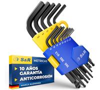 S&R Llaves Allen 13 pzs. Juegos Llaves Allen Profesionales Largas y pequeñas. Juego Allen key set para Coche Motos y Bicicleta. Con Llave Allen 6mm 8mm y 10 mm. Llaves Hexagonales Metricas