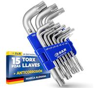 S&R LLAVES TORX Juego de 15 llaves allen Torx cortas hexagonales EXTRA RESISTENTES TX6-TX60. Llaves Torx sin Agujeros y sin Colores