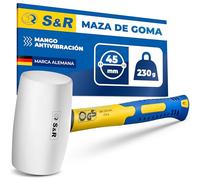 S&R Marteau Caoutchouc Blanc 45mm-230 Gr. Maillet en Caoutchouc sans rebonds professionnel manche en fibre de verre antidérapant. Marteau Carreleur pour Pavés, Carrelage, Camping. Certifié GS