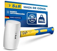 S&R Marteau Caoutchouc Blanc 75mm-910 Gr. Maillet en Caoutchouc sans rebonds professionnel manche en fibre de verre antidérapant. Marteau Carreleur pour Pavés, Carrelage, Camping. Certifié GS