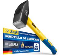 S&R Martillo de Cerrajero 500 Gr. Martillo de Carpintero Profesional. Mango de fibra de vidrio anti deslizante y anti vibración.