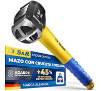 S&R Maza Albañil 1,3 kg - Martillo de Demiloción y Forja Cabeza en Cruz de acero C50 endurecido 38-48 HRC. Mango ergonómico antideslizante de fibra de vidrio