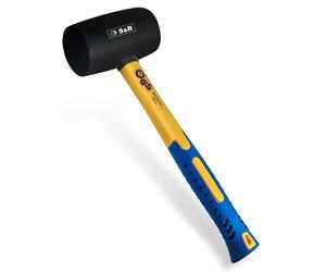 S&R Mazo de Goma Negro 560 g caucho natural con Mango de fibra de vidrio antideslizante y amortiguador ⌀=60 mm - Martillo para ladrillos clinker baldosas camping