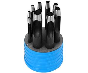S&R Sacabocados Punzones Cuero. Juego 9 Sacabocados de golpe perforadores redondos e de 3 mm a 14 mm