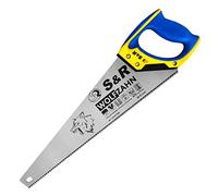 S&R Sierra de Mano para Madera Universal Gruesa, longitud 475 mm, 8 dientes/pulgada, bi-material, hoja de sierra 1,0 mm