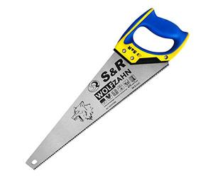 S&R Sierra de Mano para Madera Universal Gruesa, longitud 475 mm, 8 dientes/pulgada, bi-material, hoja de sierra 1,0 mm