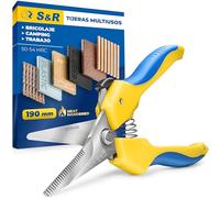 S&R Tijera Electricista para Cable. Tijera de Bricolage Universal | Tijeras multimaterial para cuero, chapa, cable y plástico, hoja dentada de acero inoxidable, uso en taller