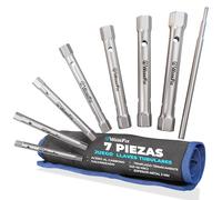 S&R WERKFIX Juego de Llaves Tubulares 7 Piezas + Barra de Sujeción | Acero Cromo Vanadio | Maletín Incluido | Llaves de Tubo 6-19 mm