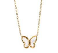 S.ROMZA Collar Colgante en Forma de Mariposa para Mujer, Zirconia Cúbico Collar Regalo,Románticos,Cumpleaños Navidad Aniversario día de San Valentín Regalo (Gold GDBK)