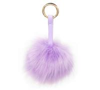 S.ROMZA Llavero con pompón de piel sintética artificial,esponjoso, llavero de felpa, pompón, bolso de mano, mochila, cartera, colgante, decoración de llavero para mujer (Morado Claro)