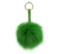 S.ROMZA Llavero con pompón de piel sintética artificial,esponjoso, llavero de felpa, pompón, bolso de mano, mochila, cartera, colgante, decoración de llavero para mujer (Verde)