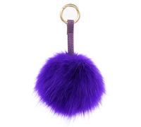 S.ROMZA Llavero con pompón de piel sintética artificial,esponjoso, llavero de felpa, pompón, bolso de mano, mochila, cartera, colgante, decoración de llavero para mujer (Morado oscuro)
