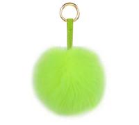 S.ROMZA Llavero con pompón de piel sintética artificial,esponjoso, llavero de felpa, pompón, bolso de mano, mochila, cartera, colgante, decoración de llavero para mujer (Verde fluorescente)