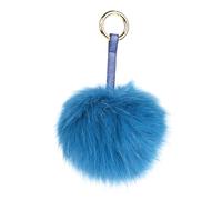 S.ROMZA Llavero con pompón de piel sintética artificial, llavero esponjoso, llavero de felpa, pompón, bolso de mano, mochila, cartera, colgante, decoración de para mujer (Azul)