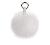 S.ROMZA Llavero con pompón de piel sintética artificial, llavero esponjoso, llavero de felpa, pompón, bolso de mano, mochila, cartera, colgante, decoración de para mujer, blanco, 5.1inch