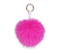 S.ROMZA Llavero con pompón de piel sintética artificial, llavero esponjoso, llavero de felpa, pompón, bolso de mano, mochila, cartera, colgante, decoración de para mujer (Rosa fucsia)