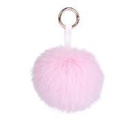 S.ROMZA Llavero con pompón de piel sintética artificial, llavero esponjoso, llavero de felpa, pompón, bolso de mano, mochila, cartera, colgante, decoración de para mujer (Rosa loto)