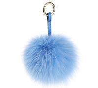 S.ROMZA pom pom llavero realmente Pelota de pelo de zorro llavero mujer bolso dinero alquiler de coches encanto de llaves (blu)