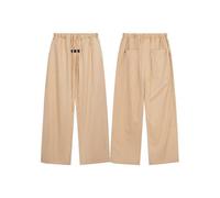 (S,Sandy Yellow)High Street Essentials Fog Solid Color Woven Straight Men Loose Casual Drawstring Trousers, Thin And Trendy