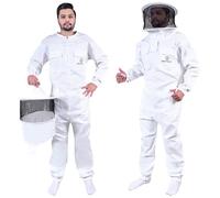 S Self Mark Bee Suit Traje de apicultura profesional de polialgodón de cuerpo completo con sombrero, chaqueta y pantalón protectores, equipo de apicultores para hombres y mujeres (Velo redondo, XXL)