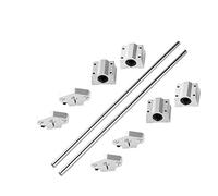 S SIENOC 500mm 3D Impresora φ8mm eje óptico/eje lineal/guía lineal/eje de precisión 45# Acero Revestimiento de cromo + Soporte en Horizontal + Rodamiento de bolas (Typ-6, 2Set, 500mm)